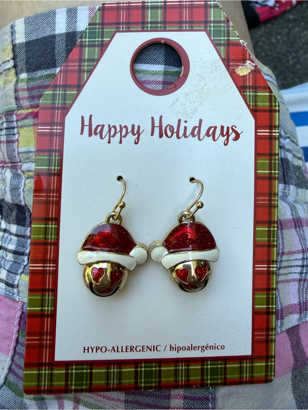 Vintage new Santa hat smiley faces holiday themed hypoallergenic earrings
